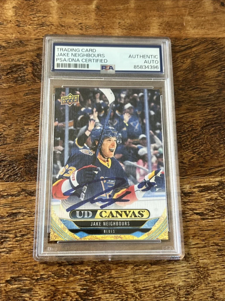 Jake Neighbours IP Signed UD Canvas Card PSA DNA Coa Slab Blues Autographed
