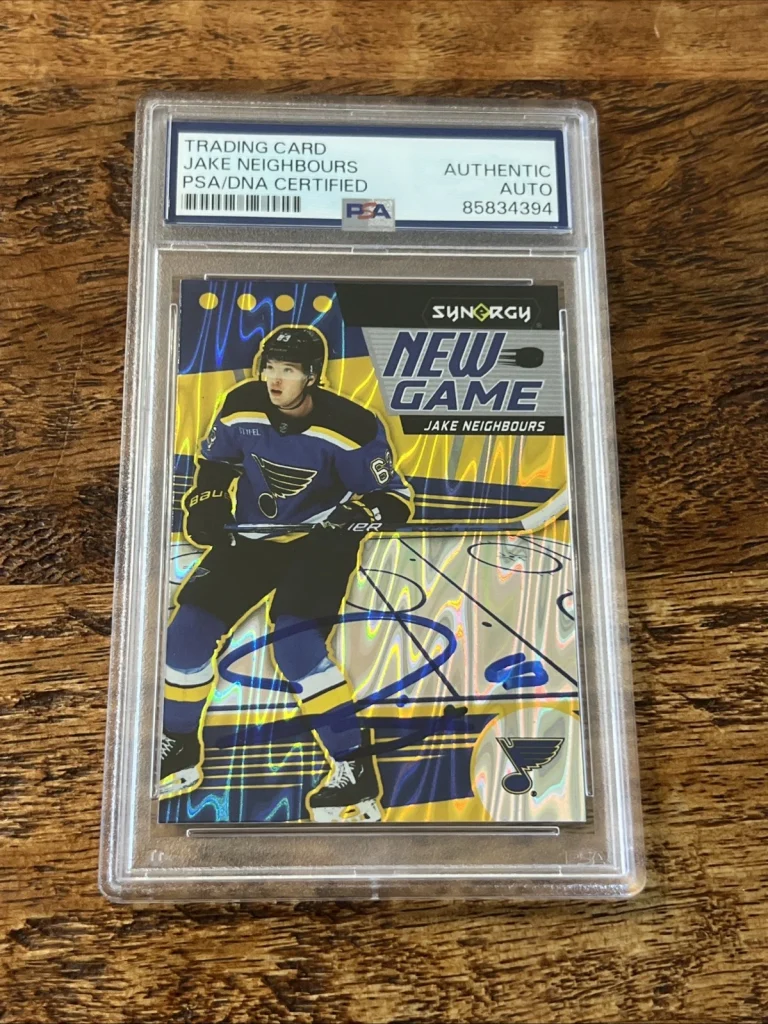 Jake Neighbours IP Signed UD Synergy Card PSA DNA Coa Slab Blues Autographed
