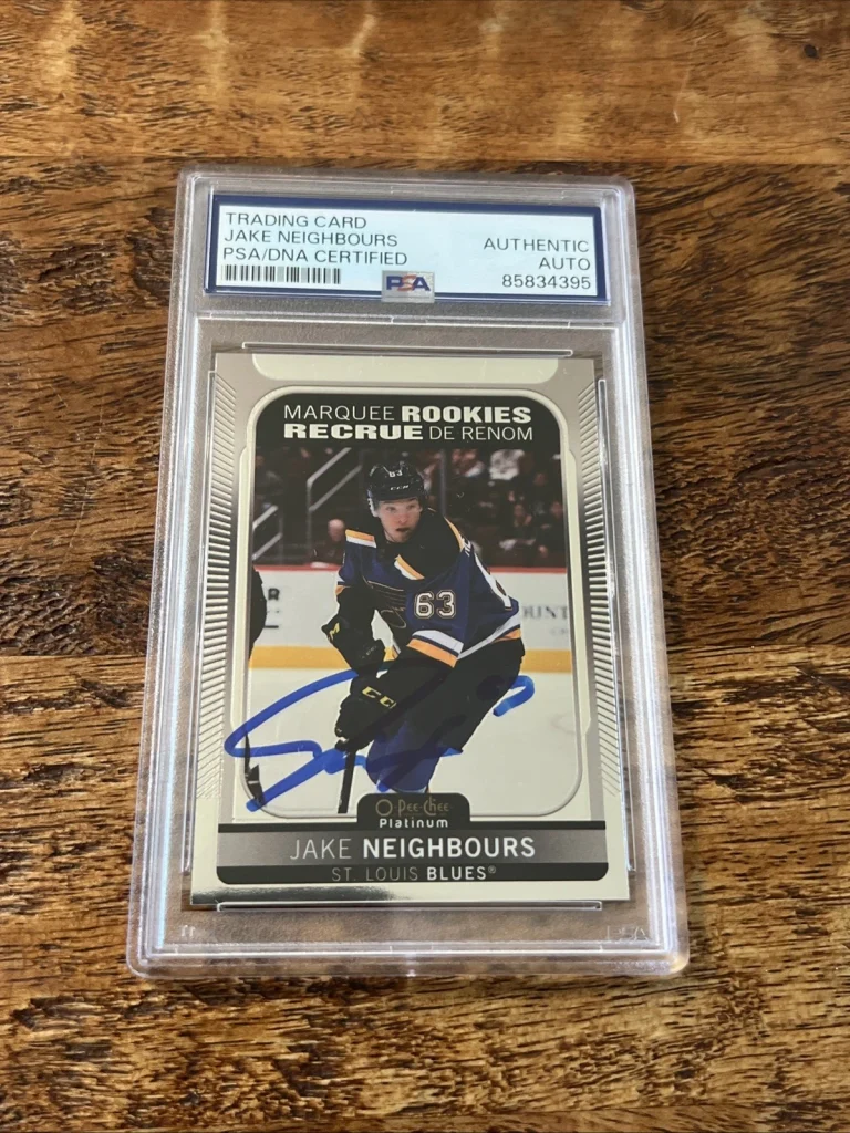 Jake Neighbours IP Signed OPC Platinum RC Card PSA DNA Slab Blues Autographed