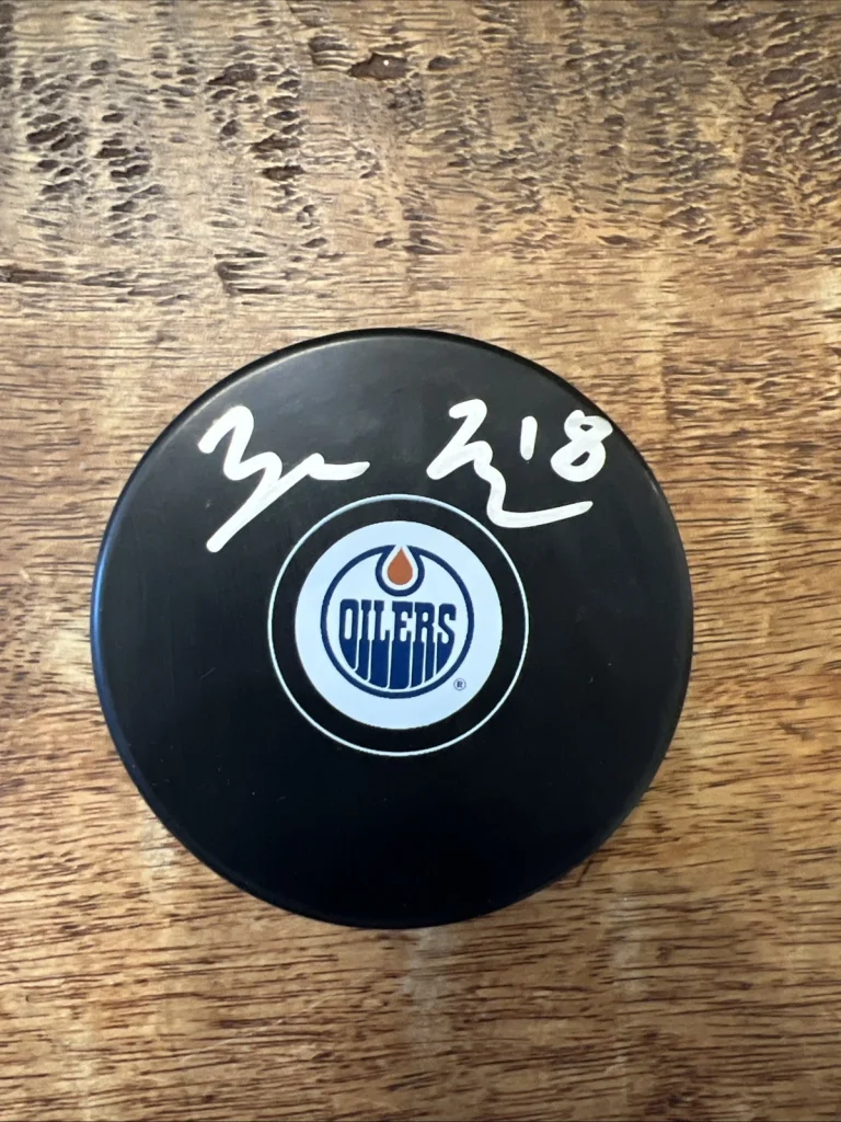 Zach Hyman Signed Edmonton Oilers Puck JSA Coa Autographed