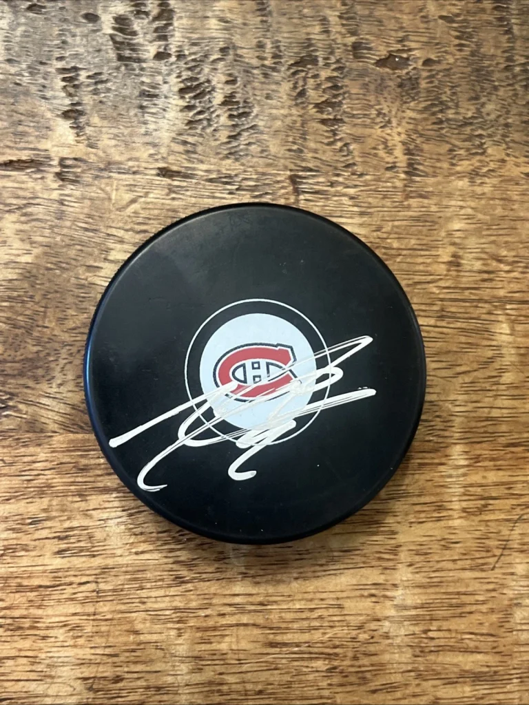 Alex Newhook Signed Montreal Canadiens Puck JSA Coa Autographed