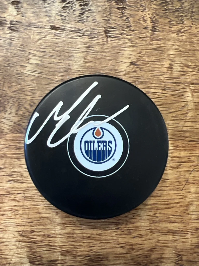 Mattias Ekholm Signed Edmonton Oilers Puck JSA Coa Autographed