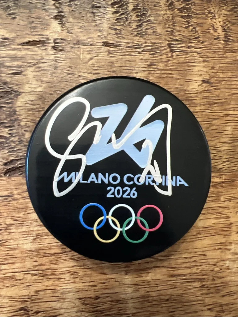 Juraj Slafkovsky Signed 2026 Milano Cortina Puck JSA Coa Autographed Canadiens