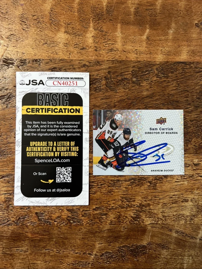 Sam Carrick IP Signed Upper Deck Card JSA Coa Ducks Autographed