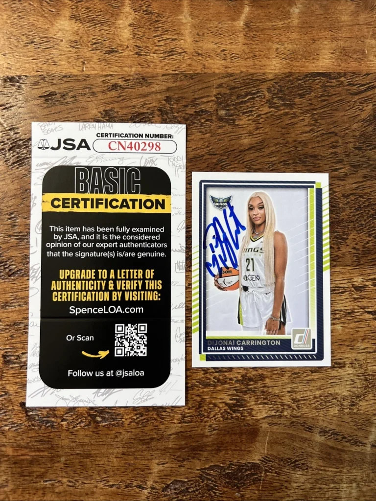 DiJonai Carrington IP Signed Donruss Card JSA Coa Wings Autographed WNBA