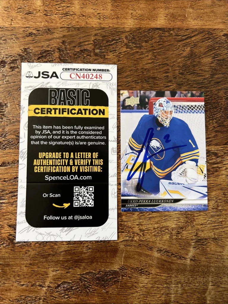 Ukko-Pekka Luukkonen IP Signed Upper Deck Card JSA Coa Sabres Autographed