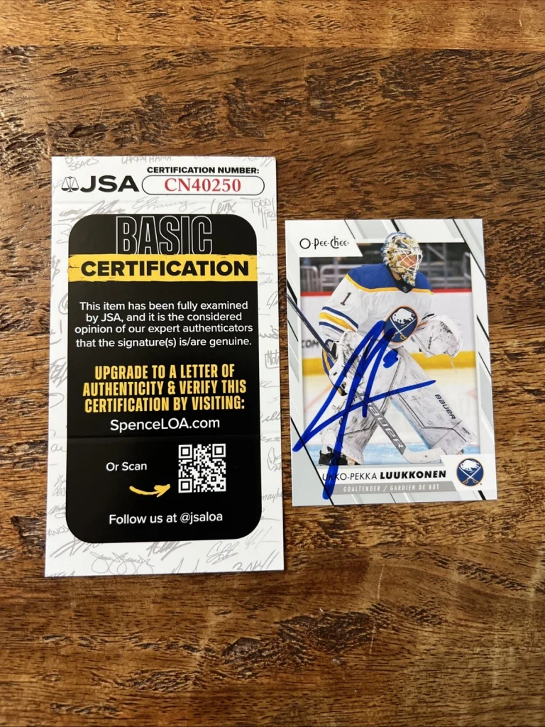 Ukko-Pekka Luukkonen IP Signed O Pee Chee Card JSA Coa Sabres Autographed
