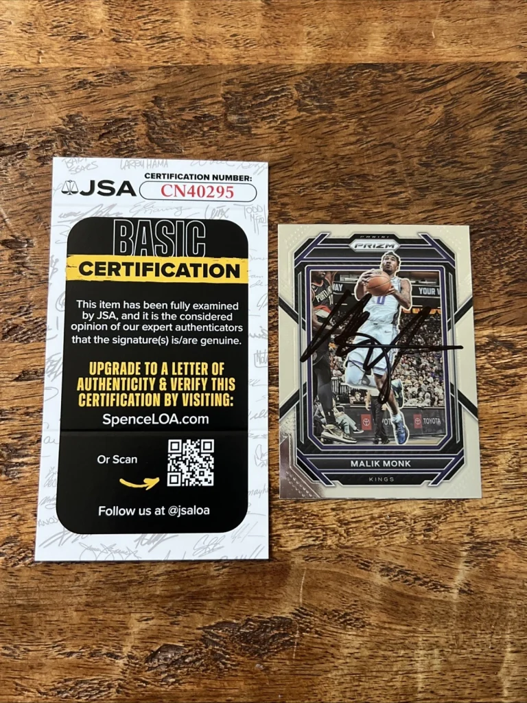 Malik Monk IP Signed Prizm Card JSA Coa Kings Autographed