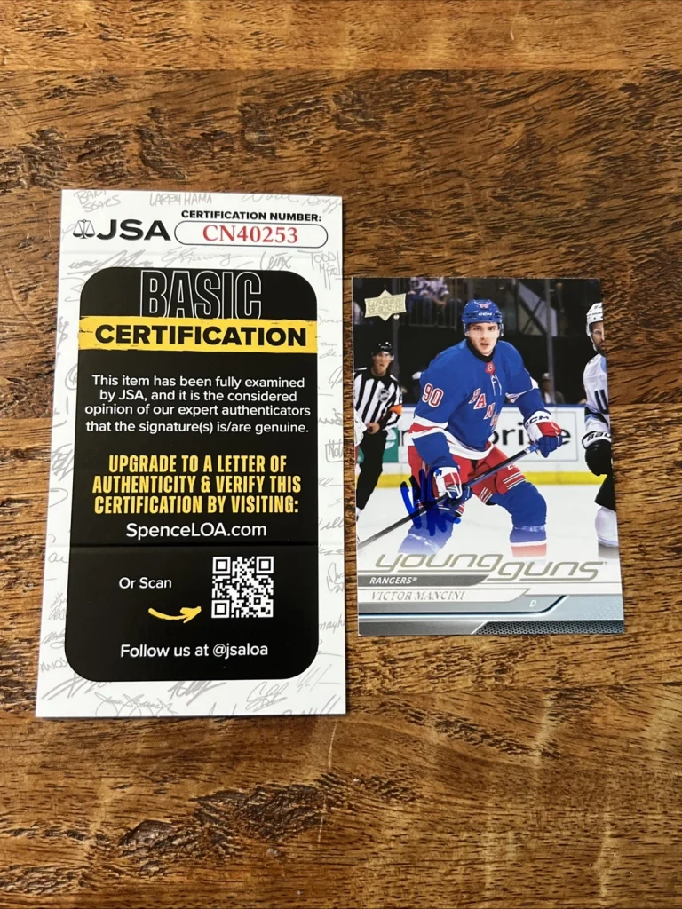 Victor Mancini IP Signed UD Young Guns Card JSA Coa Rangers Autographed