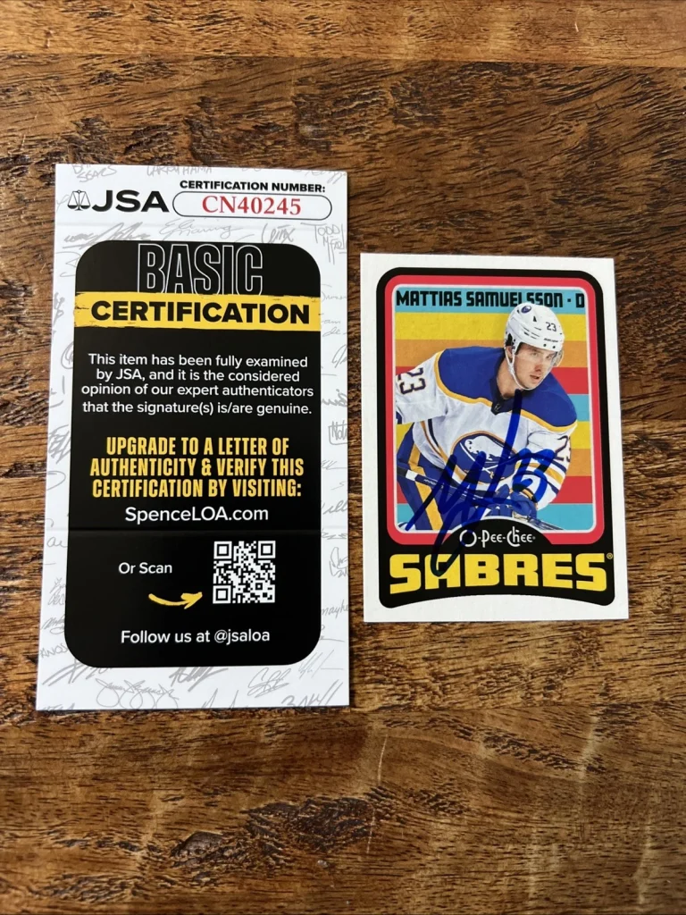 Mattias Samuelsson IP Signed O Pee Chee Card JSA Coa Sabres Autographed