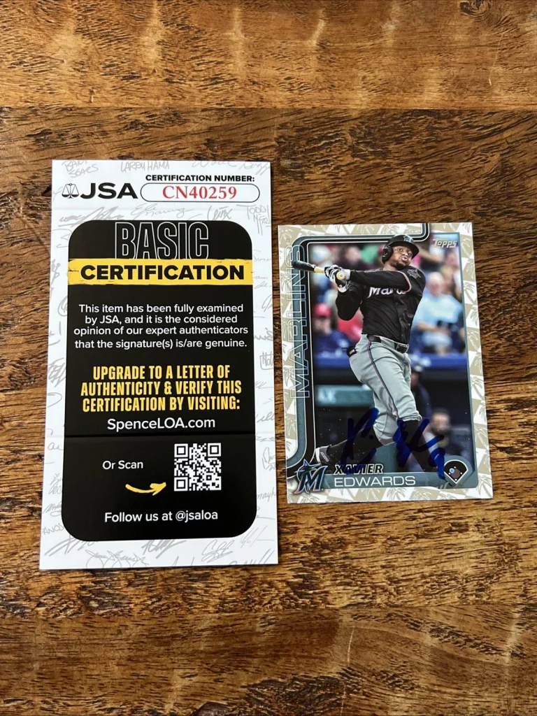 Xavier Edwards IP Signed Topps Card JSA Coa Marlins Autographed