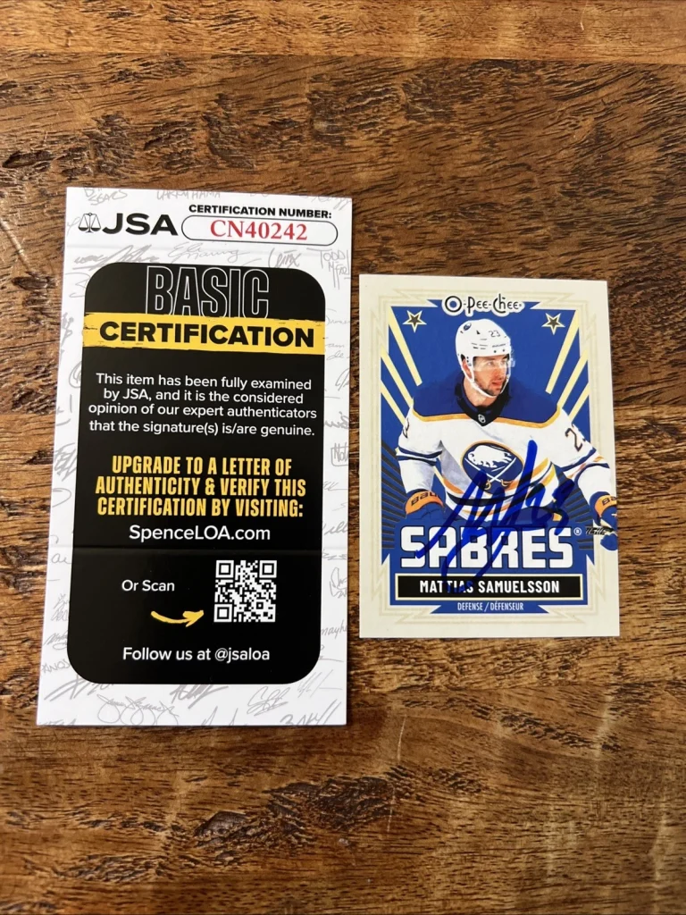 Mattias Samuelsson IP Signed O Pee Chee Card JSA Coa Sabres Autographed