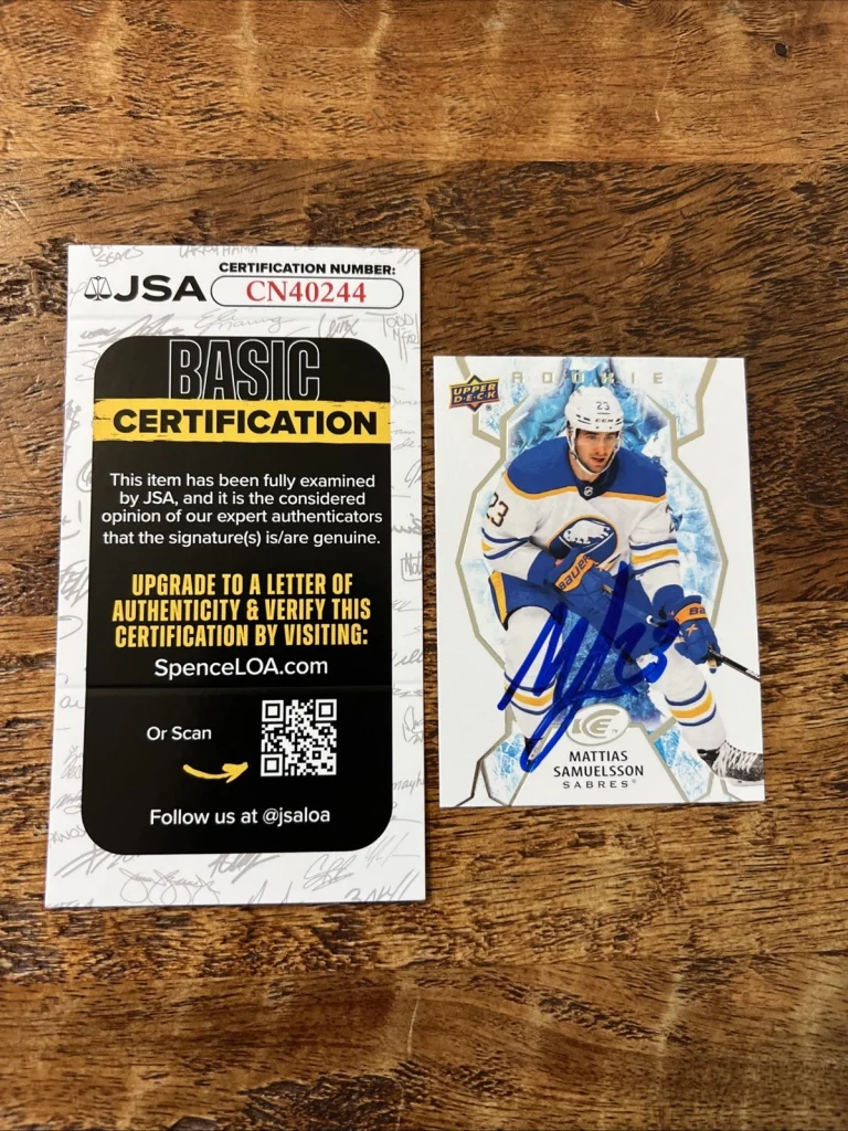 Mattias Samuelsson IP Signed Upper Deck Ice RC Card JSA Coa Sabres Autographed