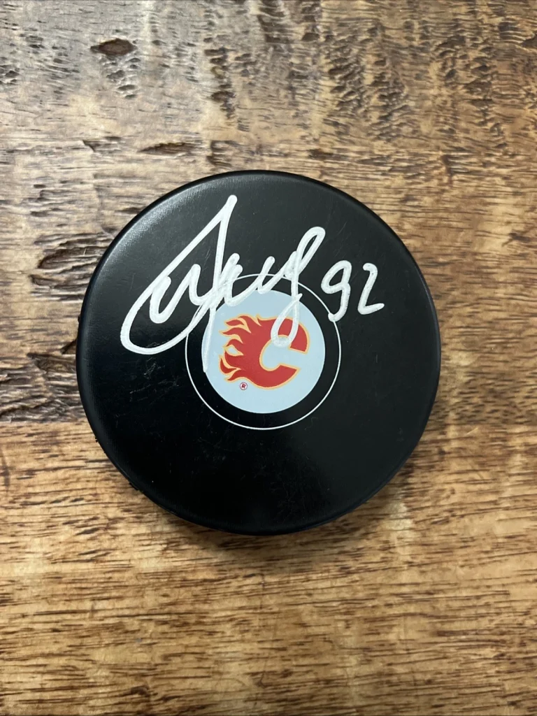 Matvei Gridin Signed Calgary Flames Puck JSA Coa Autographed