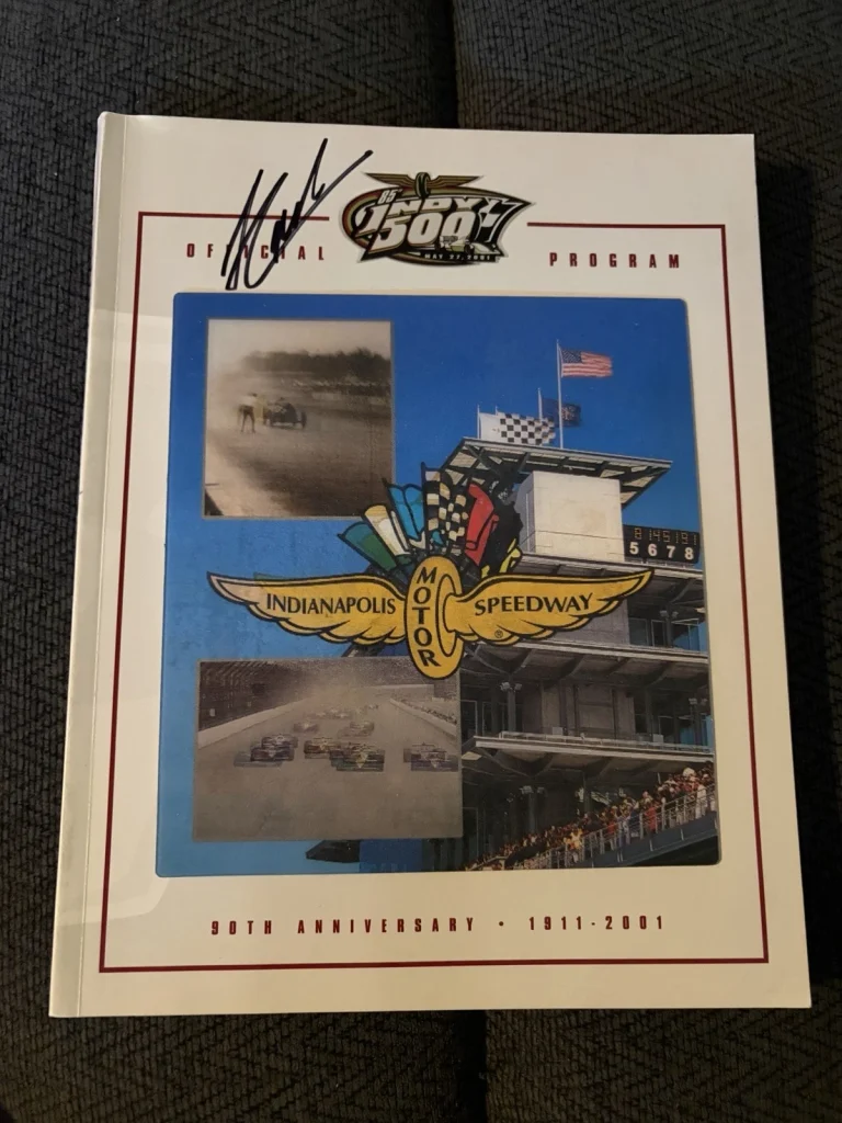 2001 Indy 500 Program Signed By Winner Helio Castroneves Autograph Indianapolis