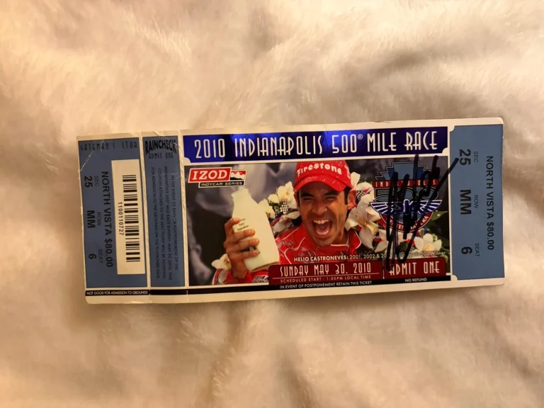 '09 Indianapolis 500 Winner Helio Castroneves Signed 2010 Ticket Poster Indy Car