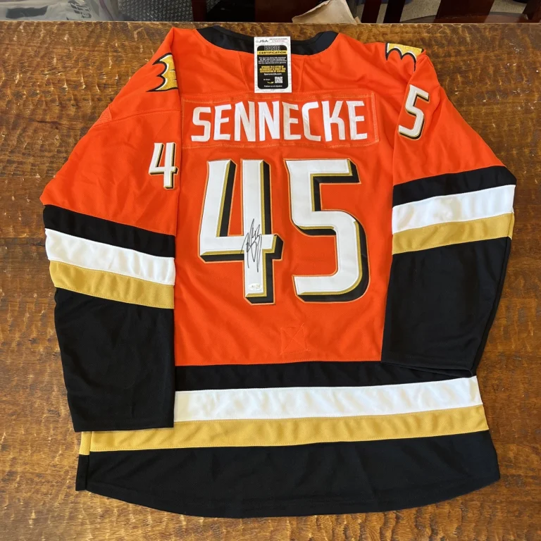 Beckett Sennecke Signed Anaheim Ducks Jersey JSA Coa Autographed