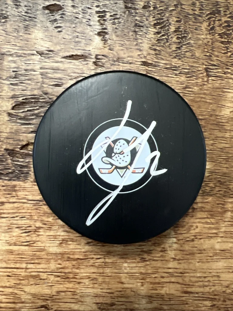 Jackson LaCombe Signed Anaheim Ducks Puck JSA Coa Autographed