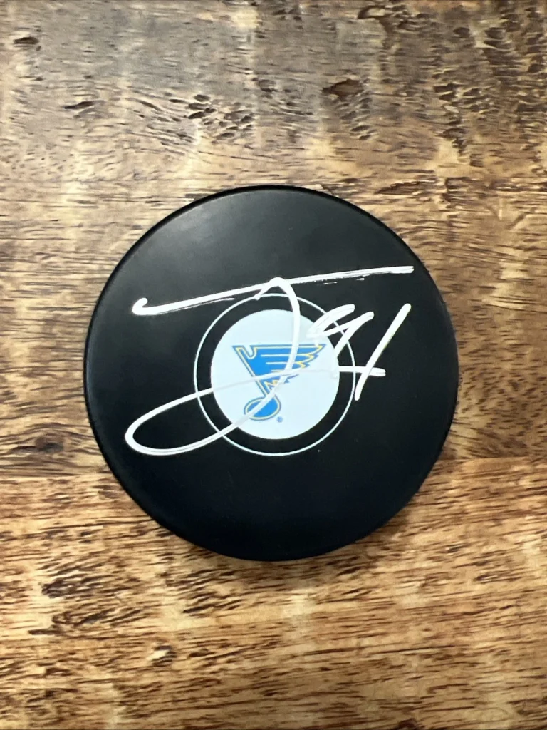 Theo Lindstein Signed St Louis Blues Puck JSA Coa Autographed