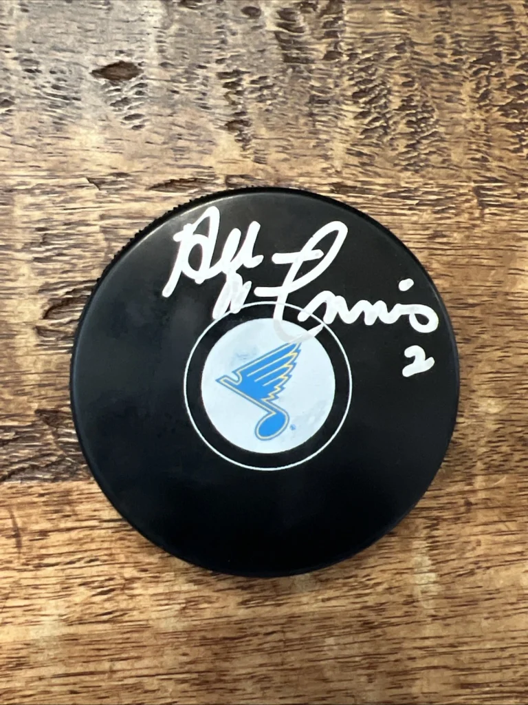 Al MacInnis Signed St Louis Blues Puck JSA Coa Autographed
