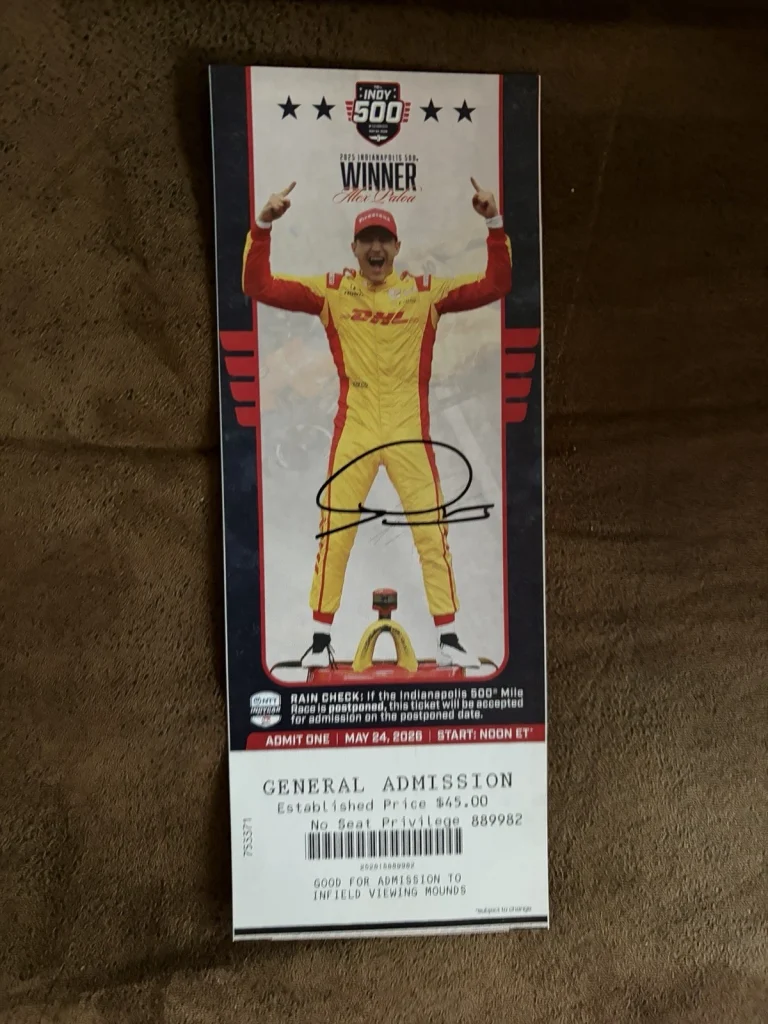 Alex Palou (2025 Winner) Signed Indianapolis Indy 500 Ticket 2026 Race