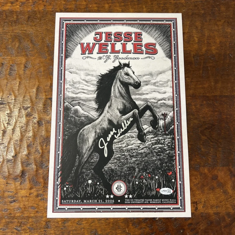 Jesse Welles Signed 2026 Tour Poster JSA Coa Autographed The UC Theatre Berkeley