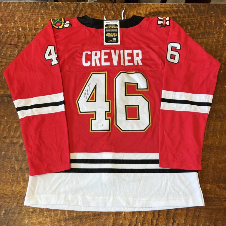 Louis Crevier Signed Chicago Blackhawks Jersey JSA Coa Autographed