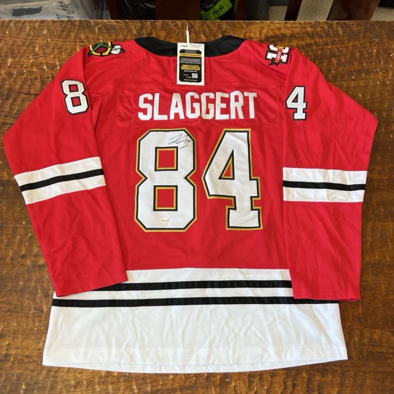 Landon Slaggert Signed Chicago Blackhawks Jersey JSA Coa Autographed