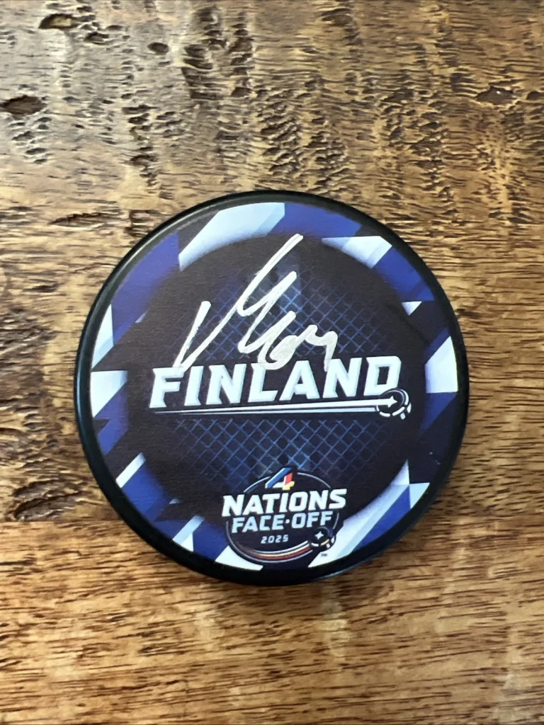 Mikael Granlund Signed Finland 4 Nations Puck JSA Coa Autographed Ducks