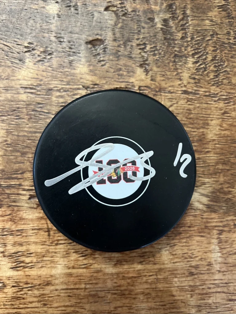 Sacha Boisvert Signed Chicago Blackhawks 100th Anniversary Puck JSA Coa Auto