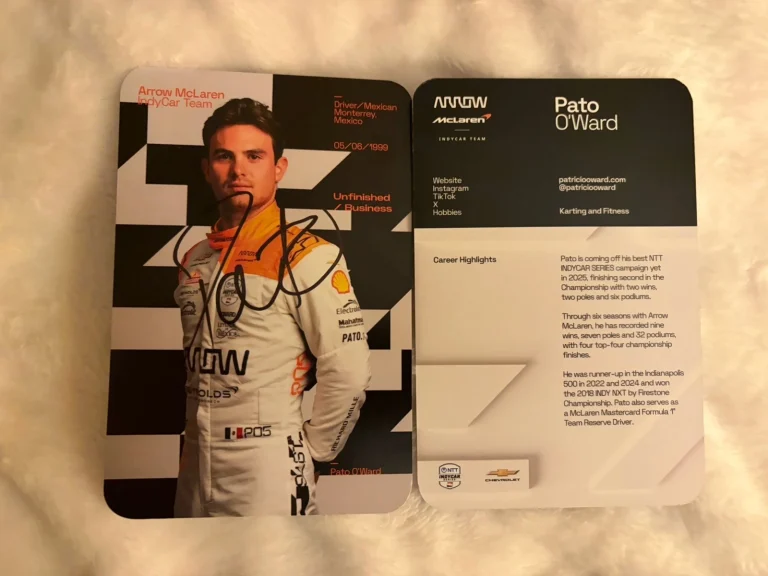 Pato O'ward 2026 Indy 500 Signed Car Promo Hero Card Indianapolis Only