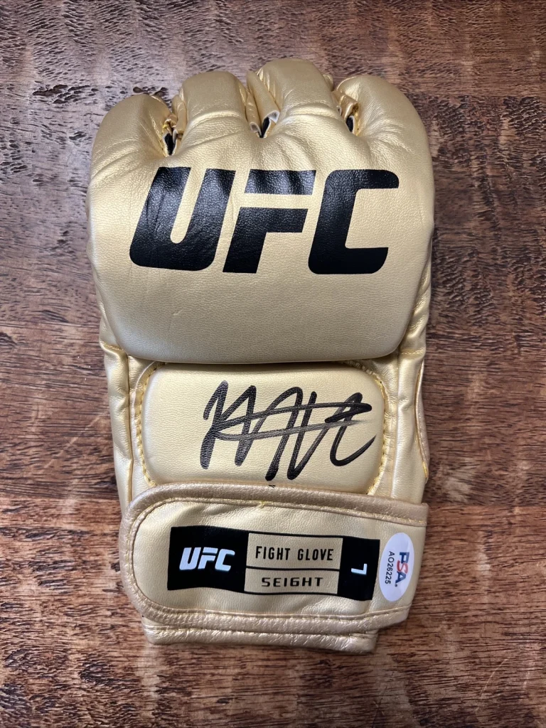 Khabib Nurmagomedov Signed Gold UFC Glove PSA DNA Autographed MMA