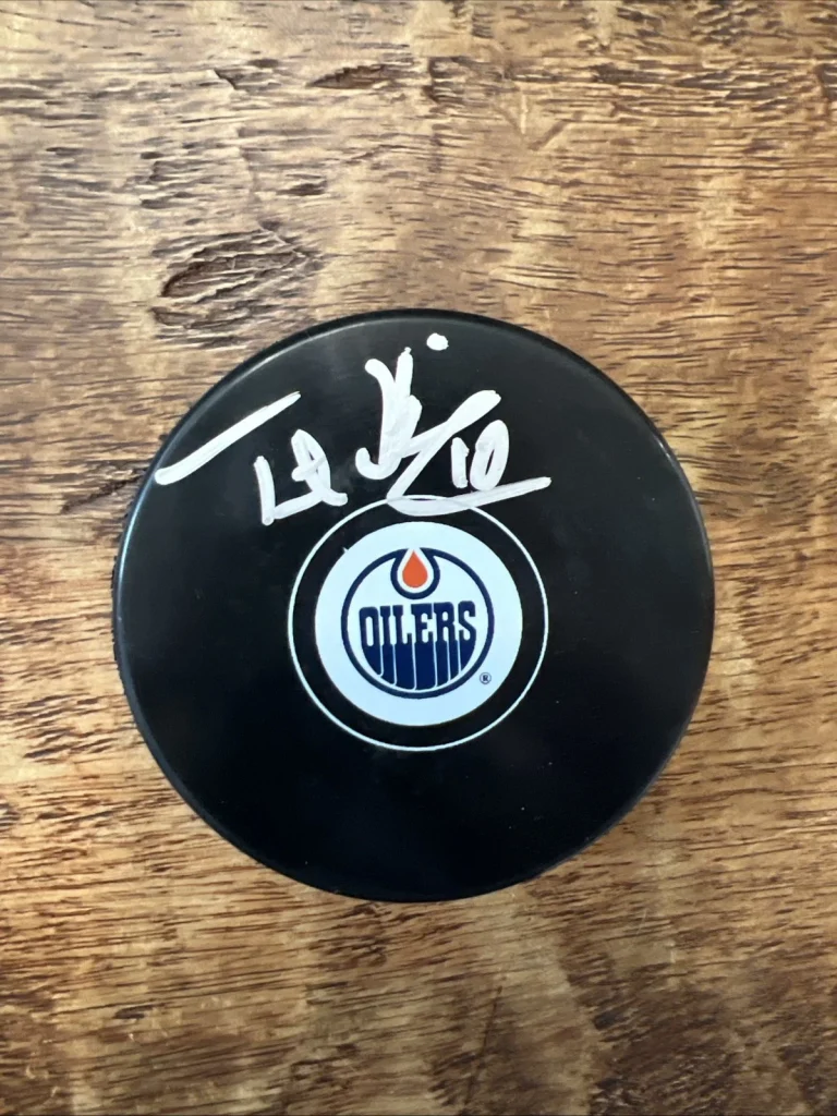 Trent Frederic Signed Edmonton Oilers Puck JSA Coa Autographed
