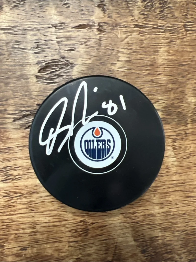 Josh Samanski Signed Edmonton Oilers Puck JSA Coa Autographed