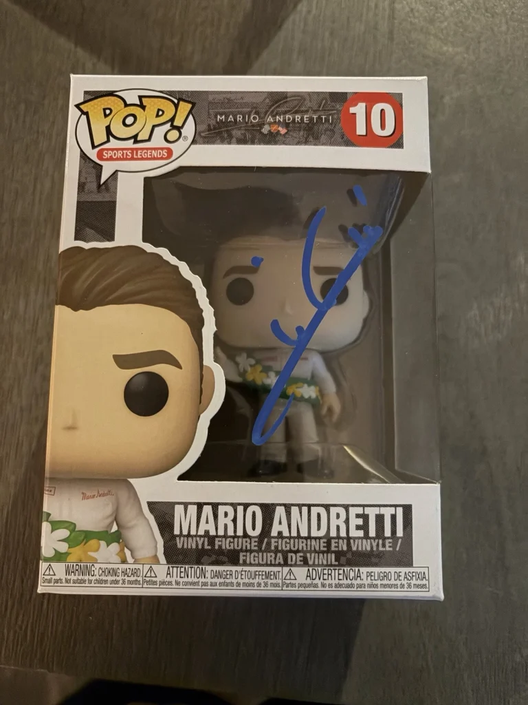 Mario Andretti SIGNED Mirage Funko Pop 10 Indianapolis 500 Indy Car Racing