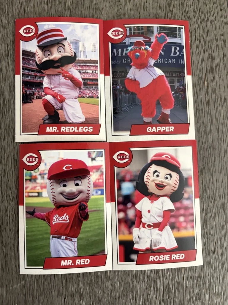 2026 Cincinnati Reds Mascot Trading Card Set Rosie Mr Red Redlegs Gapper