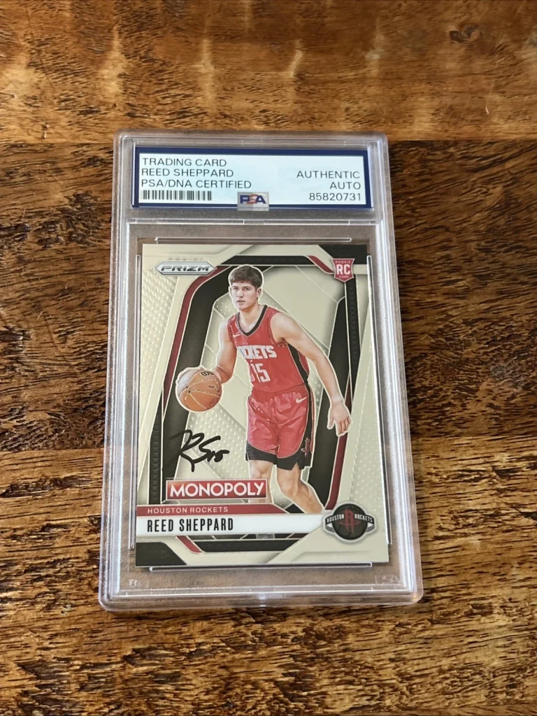 Reed Sheppard IP Signed Prizm Monopoly RC Card Psa Dna Slab Autographed Rockets