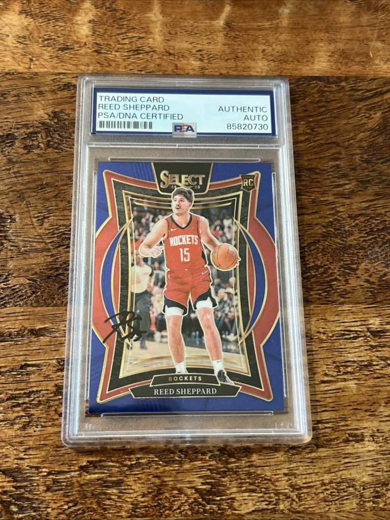 Reed Sheppard IP Signed Panini Select RC Card Psa Dna Slab Autographed Rockets