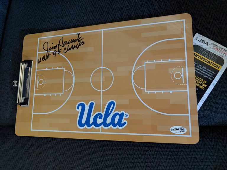 Coach Jim Harrick Signed Clip Board JSA Authentication COA UCLA Bruins