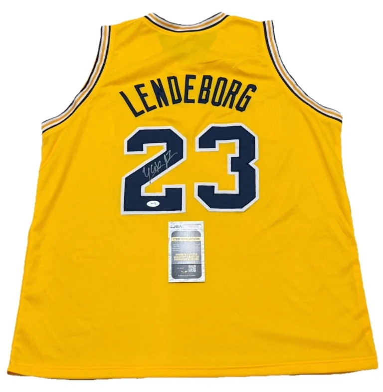 YAXEL LENDEBORG signed (Michigan Wolverines) basketball jersey JSA CM85295