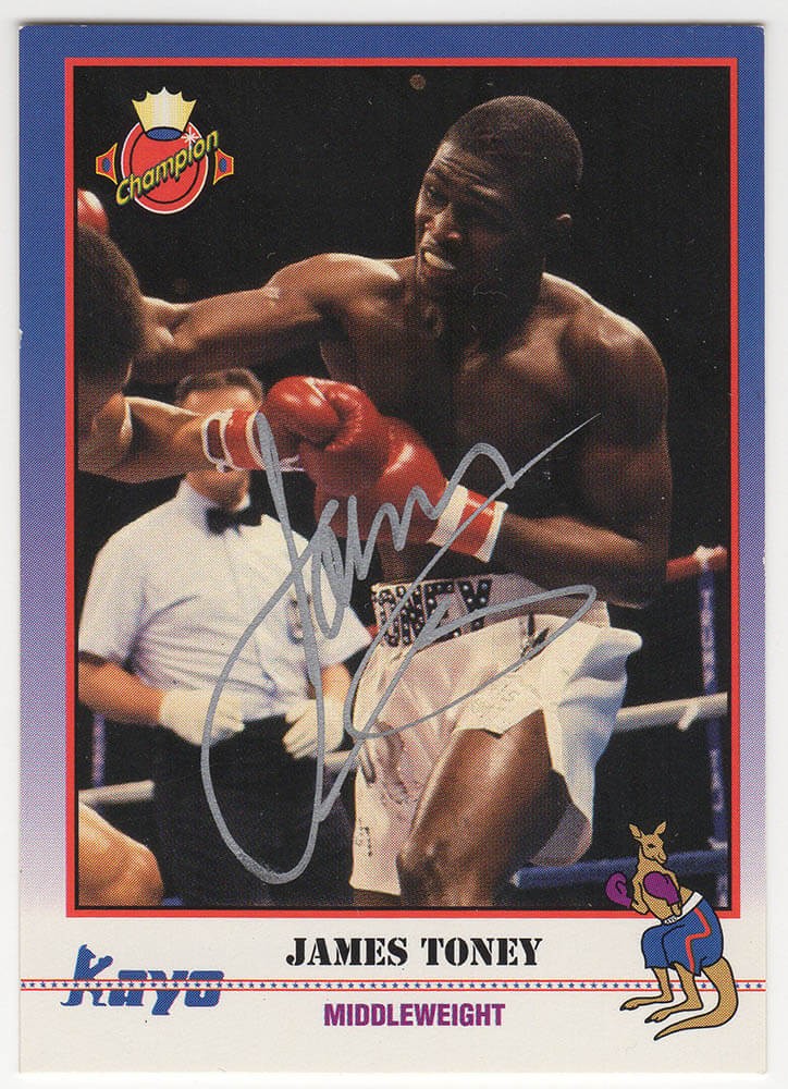James Toney Signed 1991 Kayo Boxing Trading Card #180 - (SCHWARTZ COA)