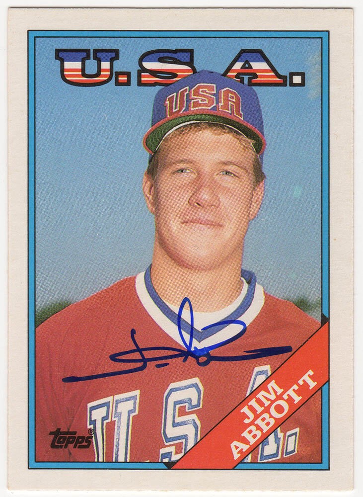 Jim Abbott Signed Team USA 1989 Topps Traded Rookie Baseball Card #1T - (SCHW...