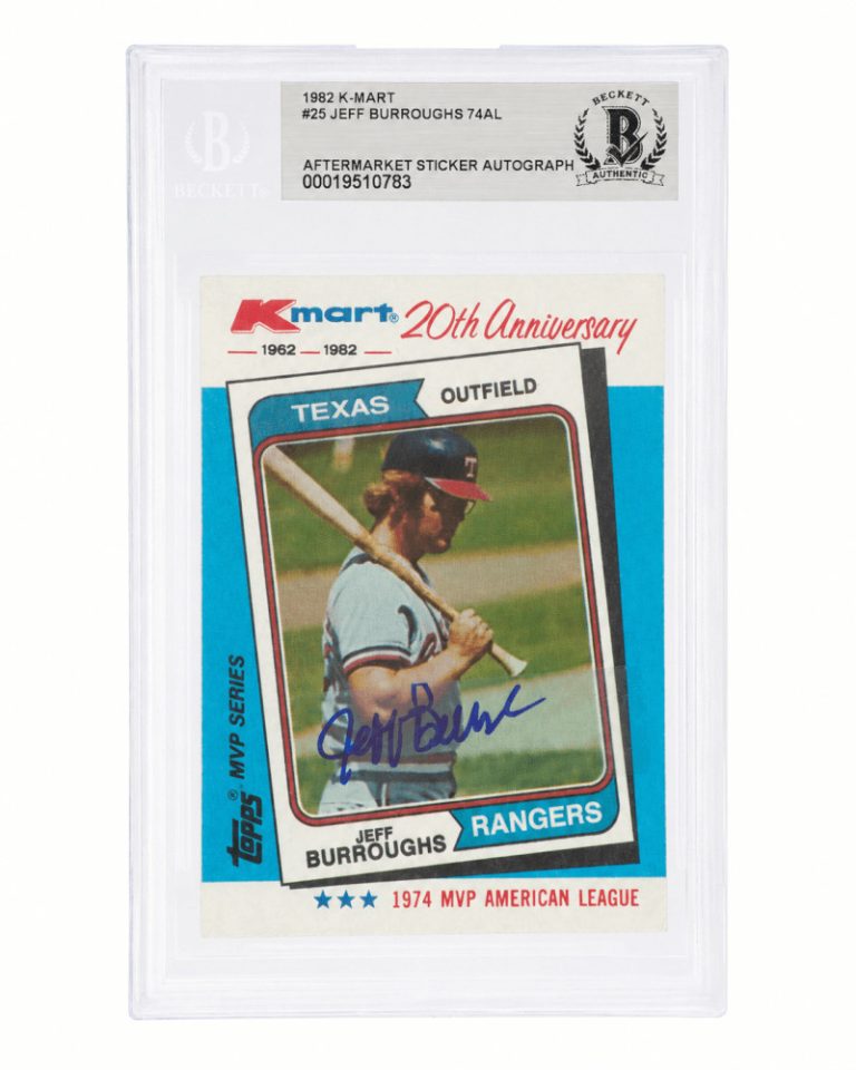 Jeff Burroughs Signed Rangers 1982 Topps Kmart Card #25 (Beckett - Sticker Auto)