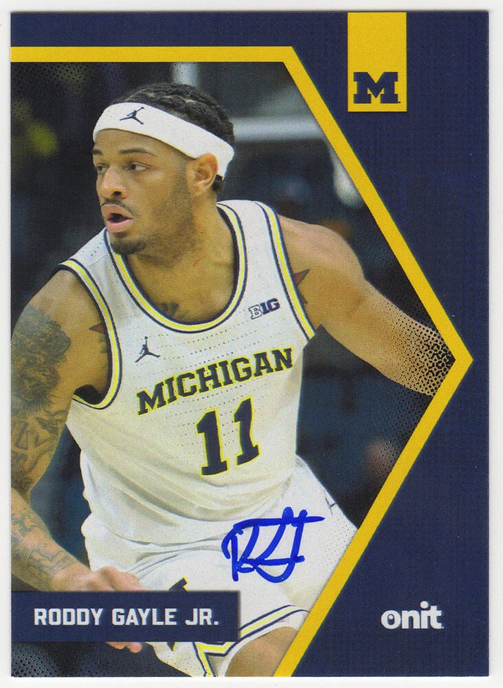 Roddy Gayle Jr. Signed Michigan 2025 Onit Basketball Trading Card #BV-12 -SS COA