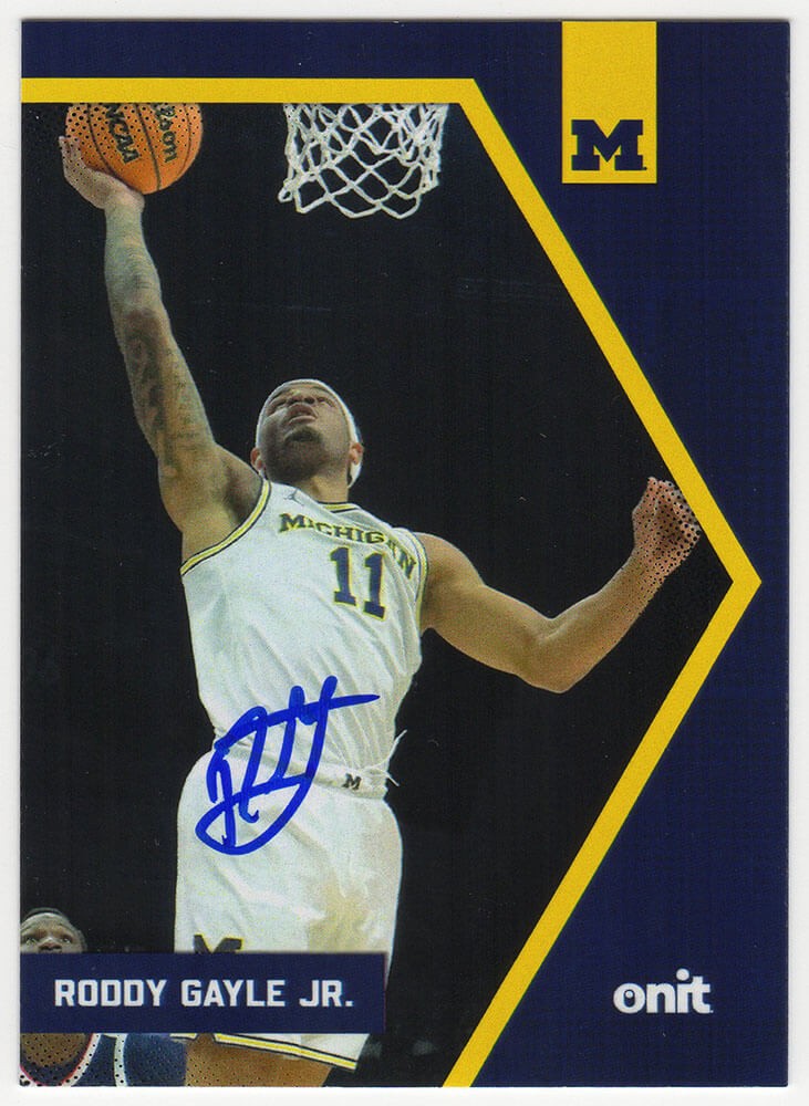 Roddy Gayle Jr. Signed Michigan 2025 Onit Basketball Trading Card #B-12 (SS COA)