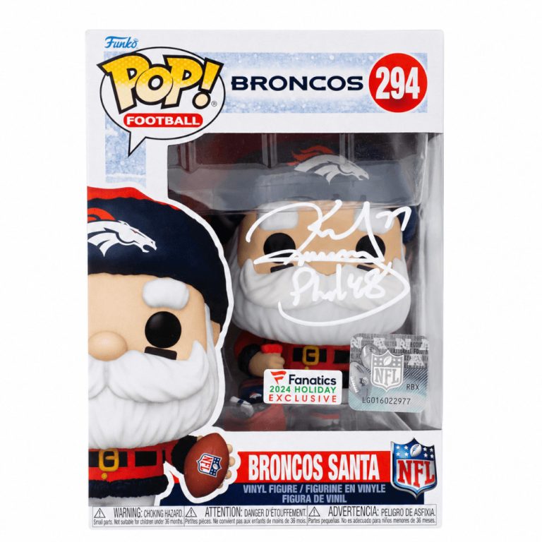 Karl Mecklenburg Signed Denver Broncos SANTA Funko Pop Doll #294 -(SCHWARTZ COA)