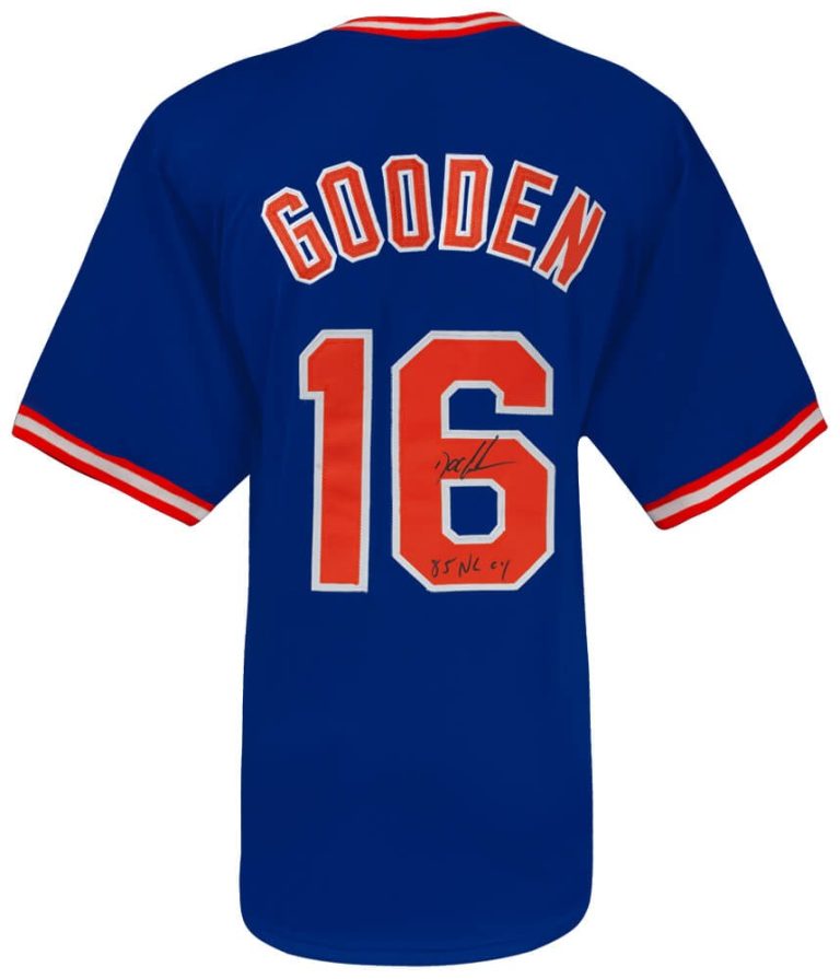 Dwight Gooden (METS) Signed Blue Custom Baseball Jersey w/85 NL CY - (SS COA)