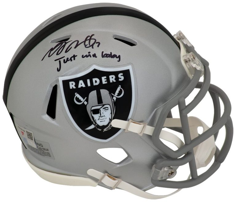 Davante Adams Signed Raiders Riddell Mini Helmet w/Just Win Baby -(FANATICS COA)