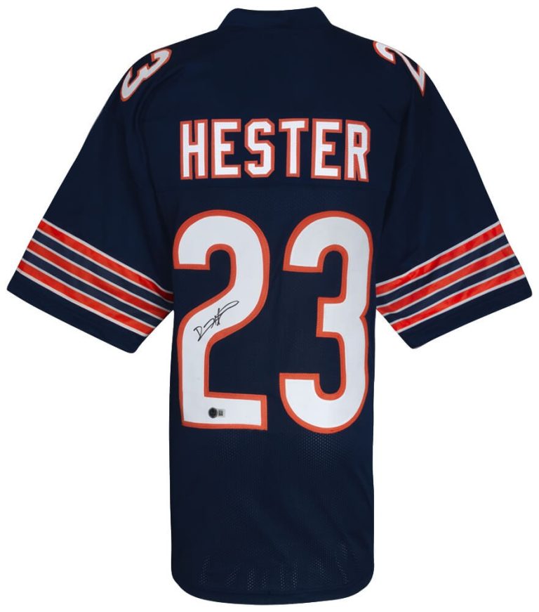Devin Hester (BEARS) Signed Navy Custom Football Jersey - (BECKETT COA)
