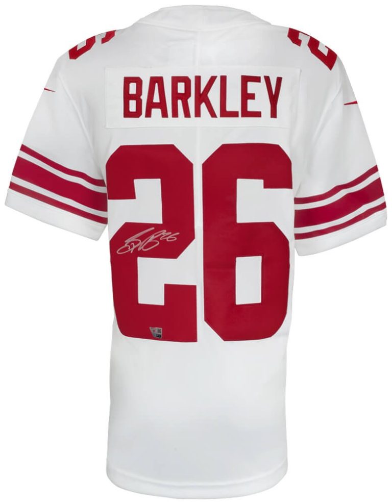 Saquon Barkley Signed Giants White Nike Limited Football Jersey - (FANATICS COA)